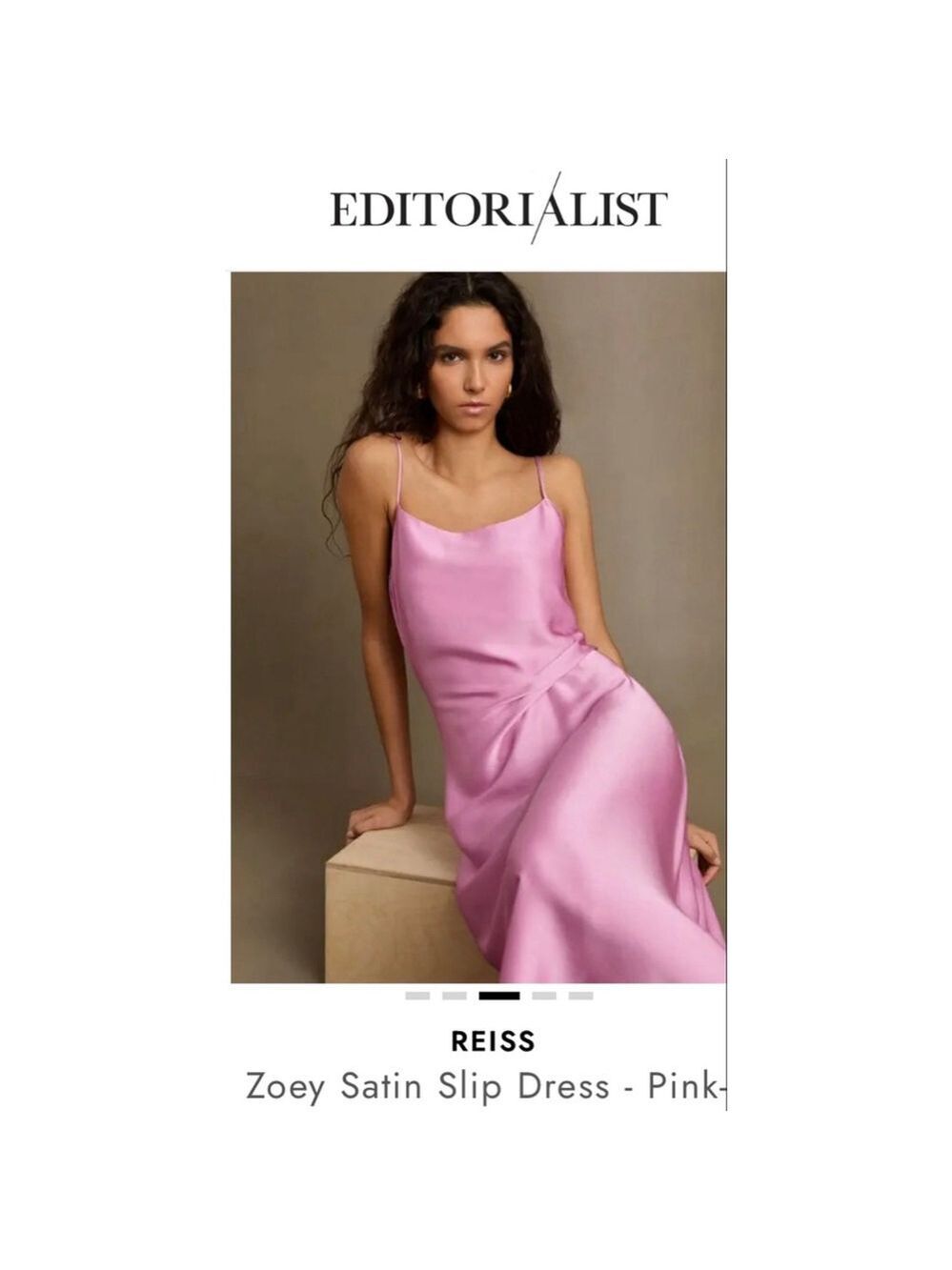 NWT REISS Zoey Pink Satin Asymmetrical Midi Slip Dress 2